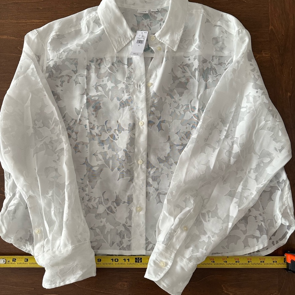 Sheer White Button-Up Blouse